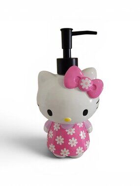 Hello Kitty Soap Dispenser Ceramic Pink Daisy Sanrio Bathroom Decor Pump Bottle